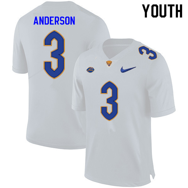 Youth #3 Khalil Anderson Pitt Panthers College Football Jerseys Sale-White